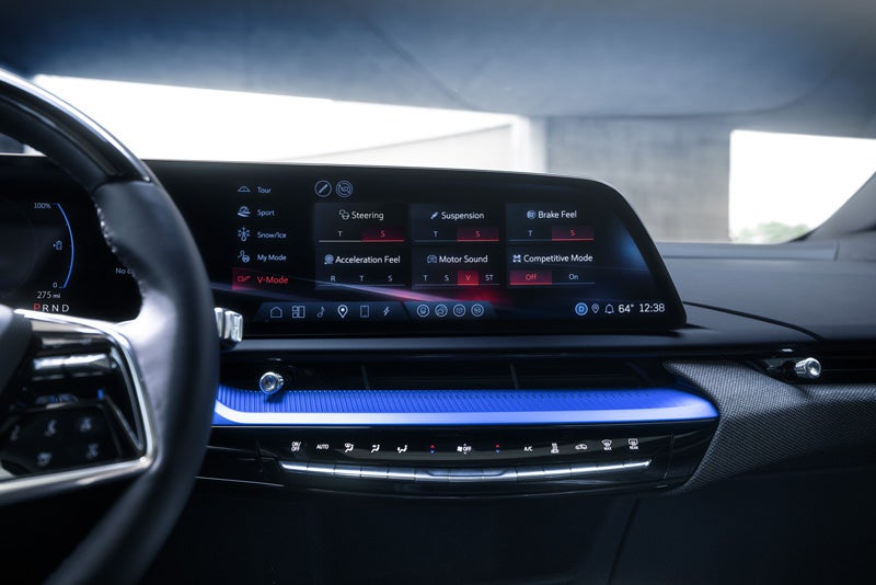 The 2026 OPTIQ-V Display Screen Displaying the V-Mode Settings | Parker Cadillac in Little Rock AR