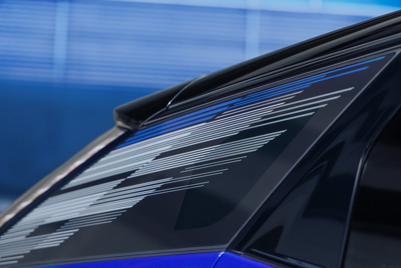 Close-up of the Modern Pattern on the 2026 OPTIQ-V Rear Quarter Glass | Parker Cadillac in Little Rock AR